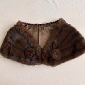 GENUINE Vintage VTG Brown Mink Fur Bolero Cape Stole Evening Wrap